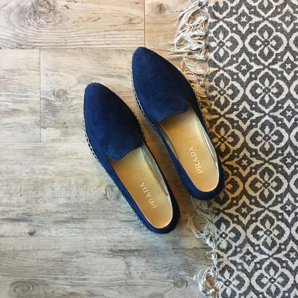 Prada Pointed Toe Suede Espadrilles